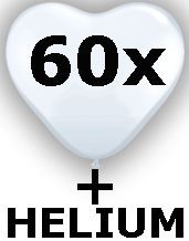 Ballongas-Kit 50 inkl. 60 Herzballons � 25cm