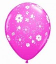 10 bunte Rundballons mit Bl�ten � 28cm
