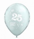 10 silberne Rundballons mit  25  von Qualatex � 28cm