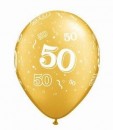 10 goldene Rundballons mit  50  von Qualatex � 28cm