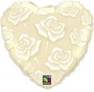 Folienballon mit Rosen bedruckt in elfenbein � 45cm