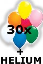 Ballongas-Kit 30 inkl. 30 bunte Luftballons