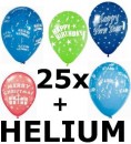 Ballongas-Kit 30 inkl. 25 Ballons mit Textaufdruck
