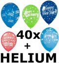 Ballongas-Kit 50 inkl. 40 Ballons mit Textaufdruck