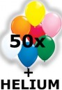 Ballongas-Kit 50 inkl. 50 bunte Luftballons