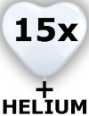 Ballongas Flasche inkl. 15 wei�e Herzballons � 25cm