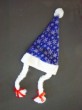 Weihnachtsm�tze in Kindergr��e mit 2 Z�pfen blau
