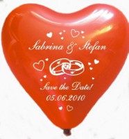 100 bedruckte Herzballons Hochzeitsringe + SAVE THE DATE 100 bedruckte Herzballons Hochzeitsringe + SAVE THE DATE