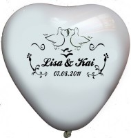 100 bedruckte Herzballons Hochzeitstauben 100 bedruckte Herzballons Hochzeitstauben