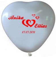 100 bedruckte Herzballons Zwei Herzen 100 bedruckte Herzballons Zwei Herzen