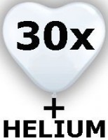 Ballongas-Kit 30 inkl. 30  Herzballons � 25cm