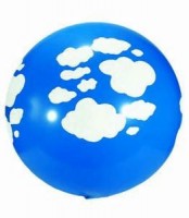 1 Rundballon mit Wolkenaufdruck � 80cm
