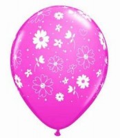 10 bunte Rundballons mit Bl�ten � 28cm