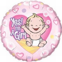 Folienballon Yes, I'm a Girl � 45cm