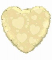 Folienballon mit Herzen bedruckt in elfenbein � 45cm