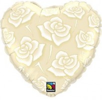 Folienballon mit Rosen bedruckt in elfenbein � 45cm