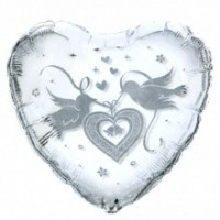 Folienballon silberne Tauben � 60cm