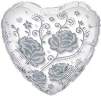 Folienballon Rose in silber � 60 cm