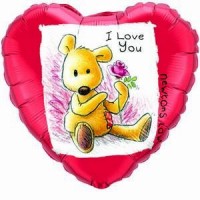Folienballon I love You mit Teddy � 45cm