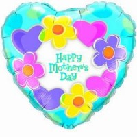 Folienballon Mother`s Day mit Blumen � 45cm