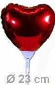 Folienballon Herzform mit Stab � 23cm 