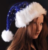 Weihnachtsm�tze Glitzer Royal blau