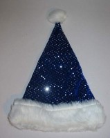 Weihnachtsm�tze Spiegel-Pailetten blau