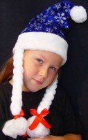 Kinder Weihnachtsm�tze Glitzer blau