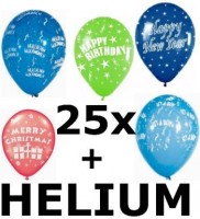 Ballongas-Kit 30 inkl. 25 Ballons mit Textaufdruck