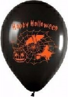 10 schwarze Rundballons Happy Halloween � 30 cm