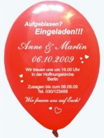 100 bedruckte Luftballons  Einladung Hochzeit 