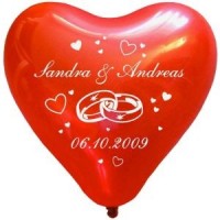 100 bedruckte Herzballons  Hochzeitsringe 