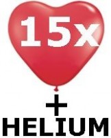 Ballongas Flasche inkl. 15 Herzballons � 25cm