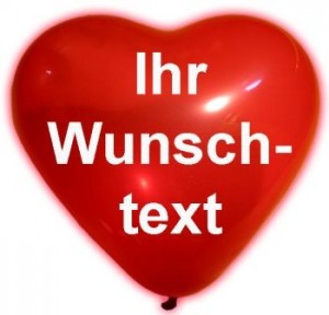 100 bedruckte Herz-Luftballons  Ihr Wunschtext 