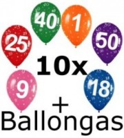 Ballongas Flasche inkl. 10 Zahlenballons