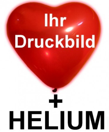 60 bedruckte Herzballons � 25cm inkl.  Helium-Kit
