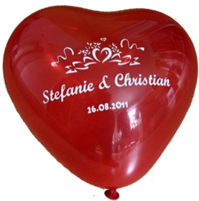 100 bedruckte Herzballons  Echte Liebe 