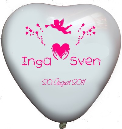 100 bedruckte Herzballons  Hochzeitstraum 