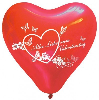 100 bedruckte Herzballons  Valentinstag 