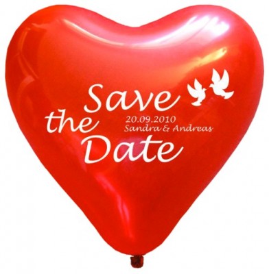 100 bedruckte Herzballons  SAVE THE DATE 